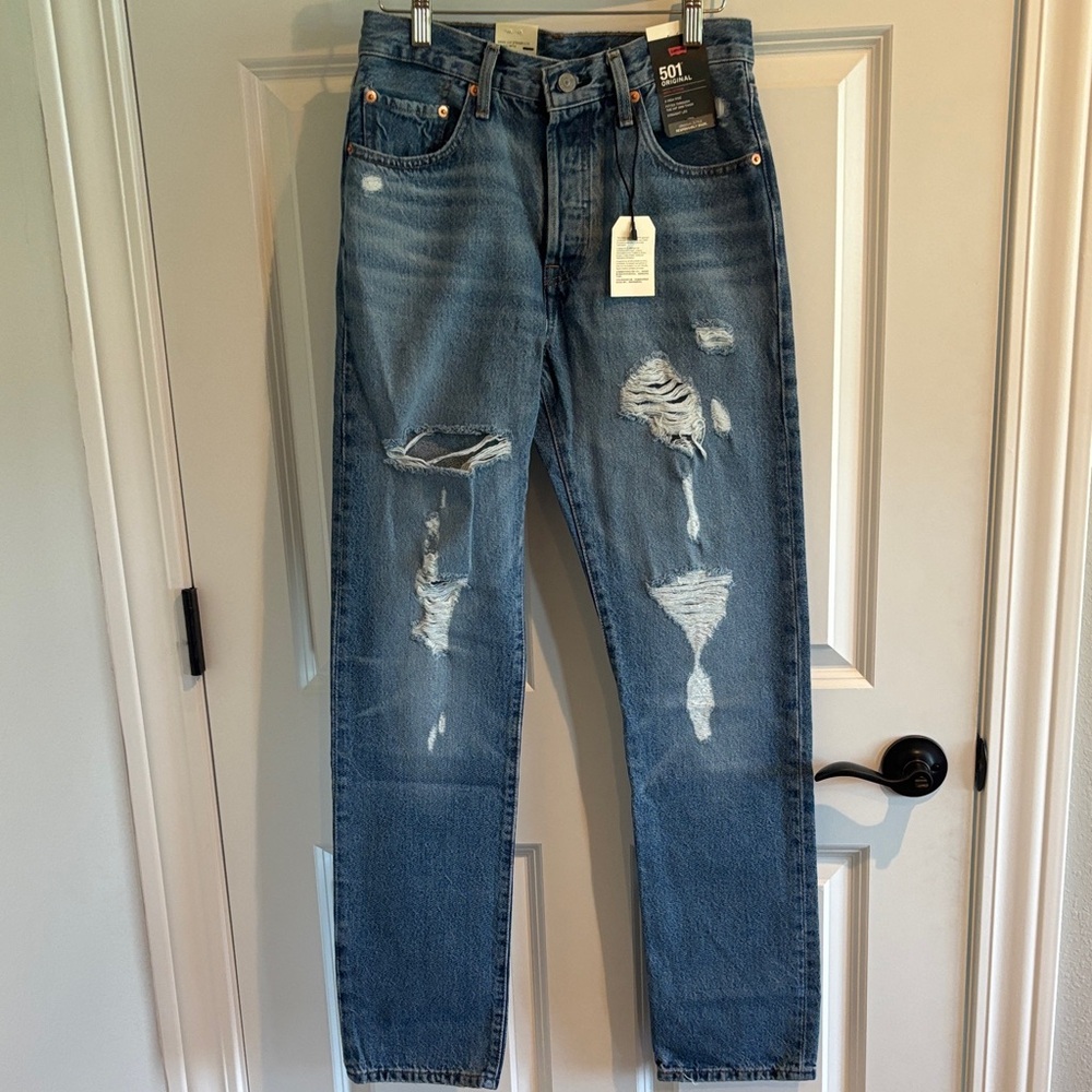 Levi's Women's Light Blue Ripped Jeans